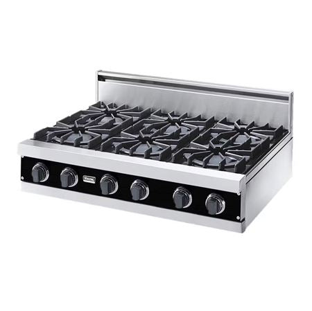 VIKING Black 36" Open Burner Rangetop - VGRT (36" wide, six burners) -  (VGRT3606BBK)