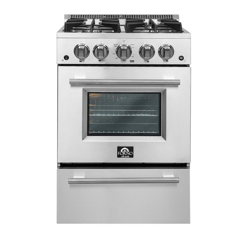 FORNO Breno 24-Inch Freestanding Gas Range, Compact Design, Energy Efficient - Stainless Steel (FFSGS627224)