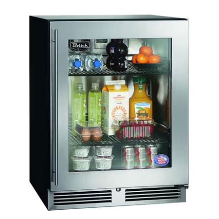 Perlick 24" ADA height compliant Indoor Refrigerator with glass door, hinge right - Stainless Steel (HA24RB43R)
