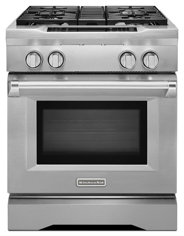 KitchenAid 30'' 4-Burner Dual Fuel Freestanding Range, Commercial-Style Stainless Steel - Other (KDRS407VSS)