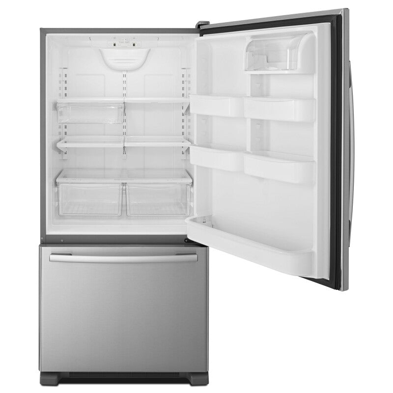 Amana 33-inch Wide Bottom-Freezer Refrigerator with EasyFreezer Pull-Out Drawer - 22 cu. ft. Capacity - Stainless Steel (ABB2224BRM)