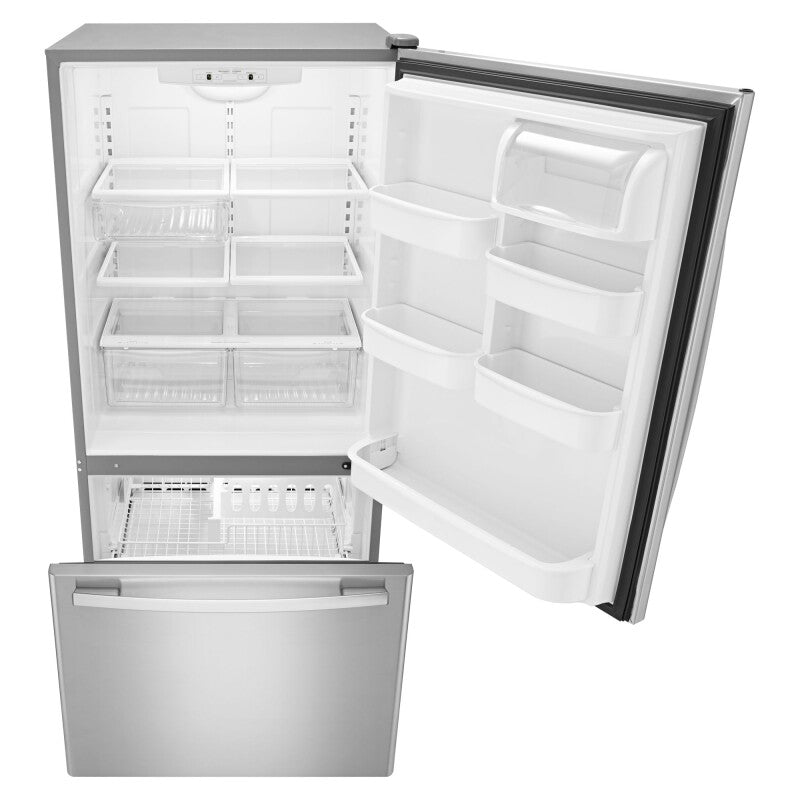 Amana 33-inch Wide Bottom-Freezer Refrigerator with EasyFreezer Pull-Out Drawer - 22 cu. ft. Capacity - Stainless Steel (ABB2224BRM)