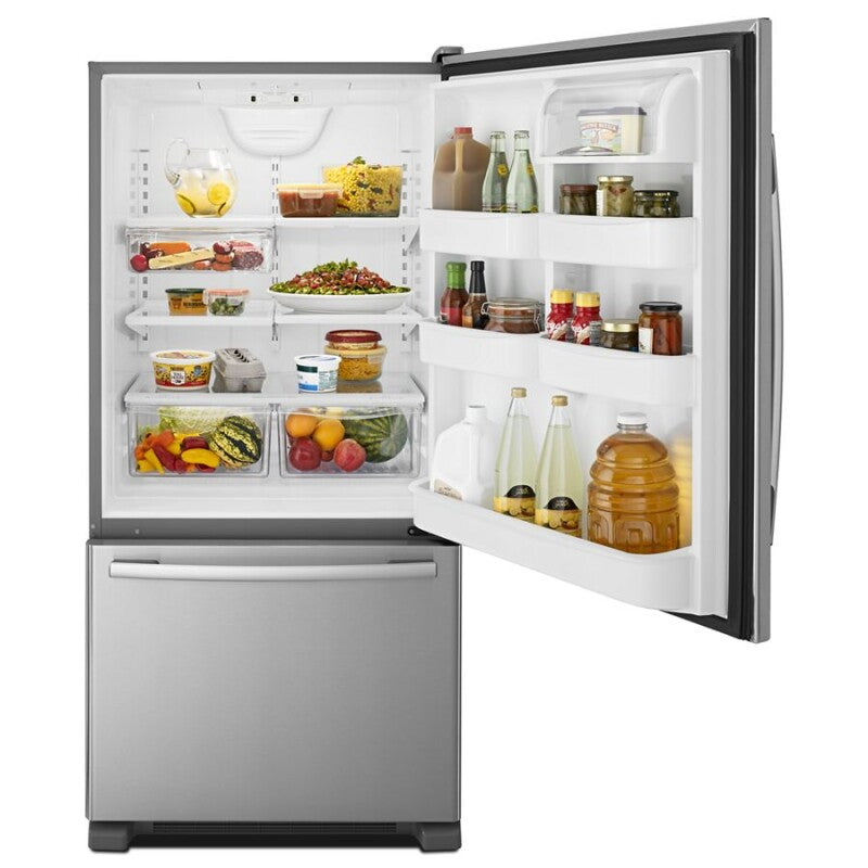 AMANA 33-inch Wide Bottom-Freezer Refrigerator with EasyFreezer(TM) Pull-Out Drawer - 22 cu. ft. Capacity -  (ABB2224BRM)