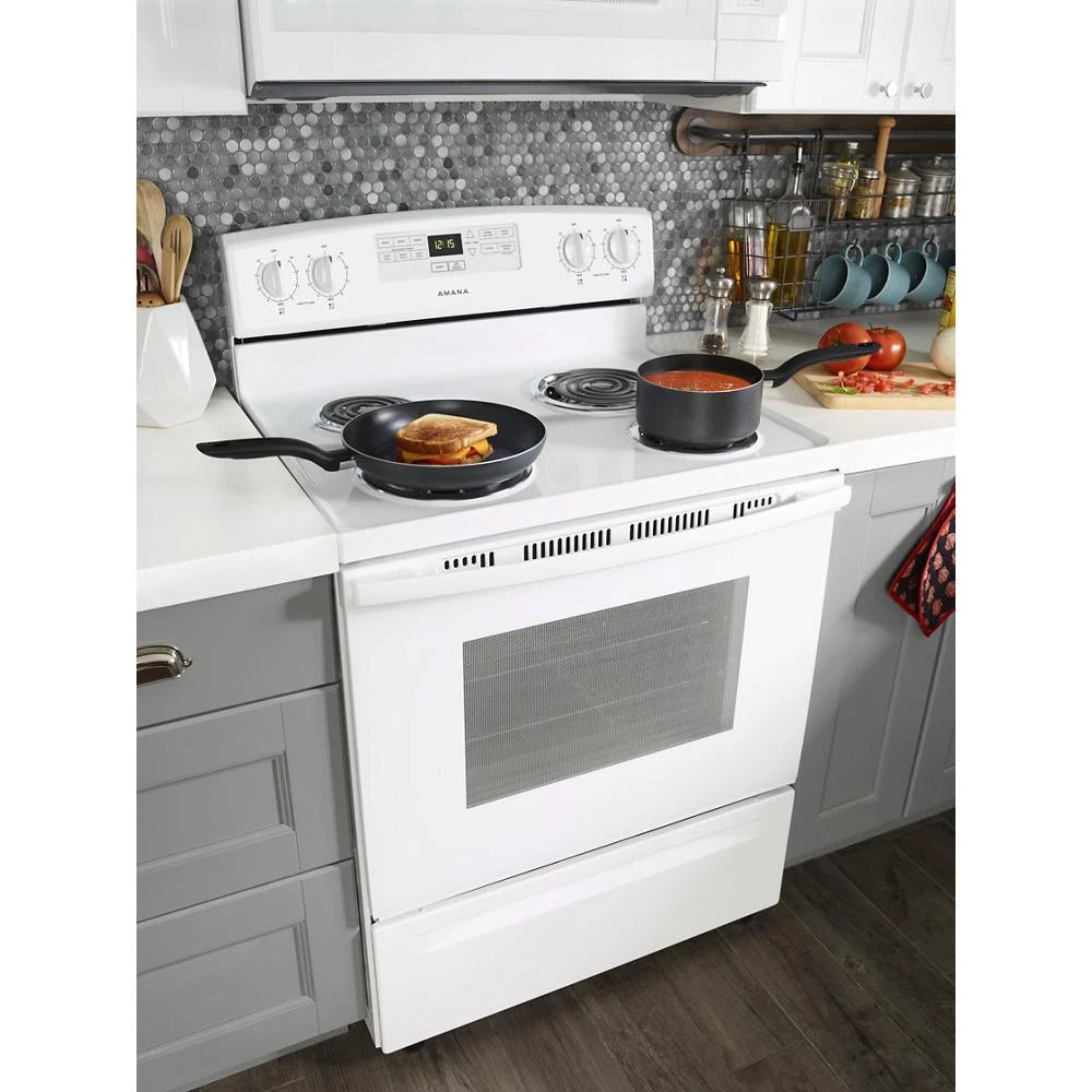 AMANA 30-inch Electric Range with Bake Assist Temps - White (ACR4303MFW)