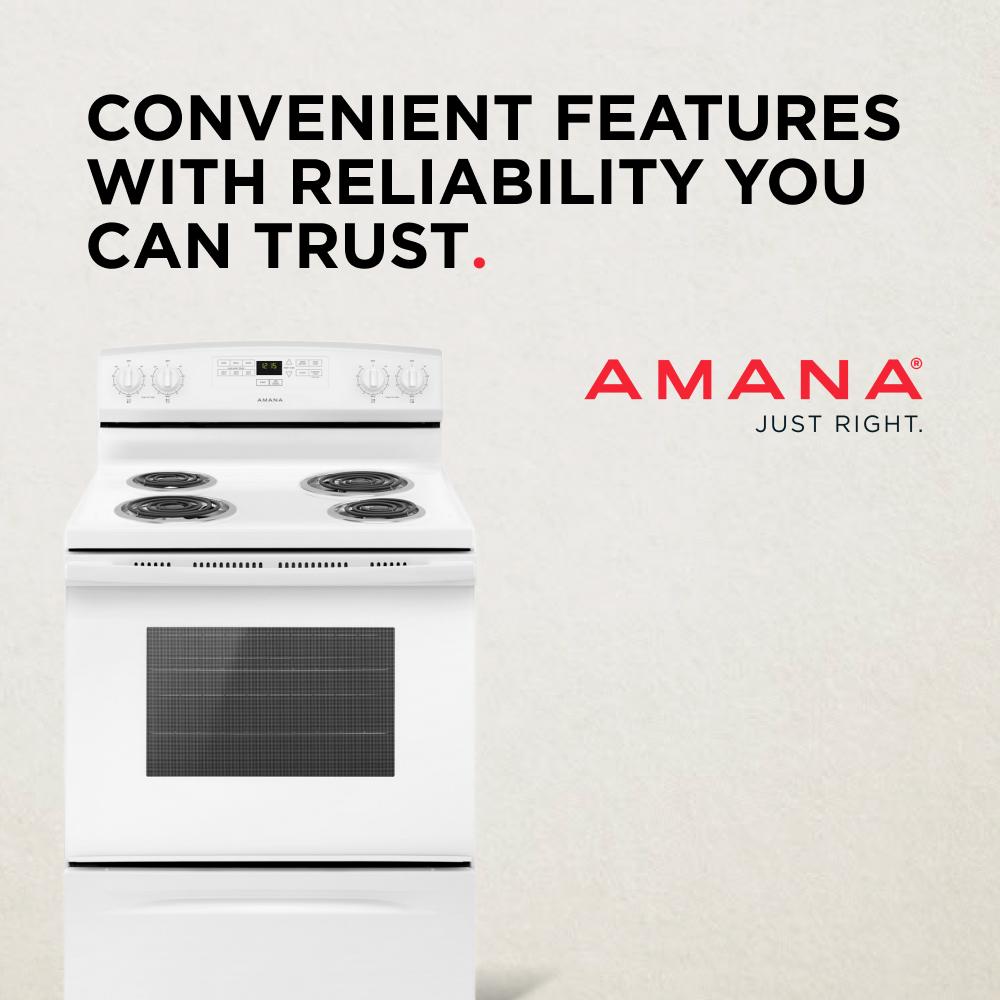 AMANA 30-inch Electric Range with Bake Assist Temps - White (ACR4303MFW)