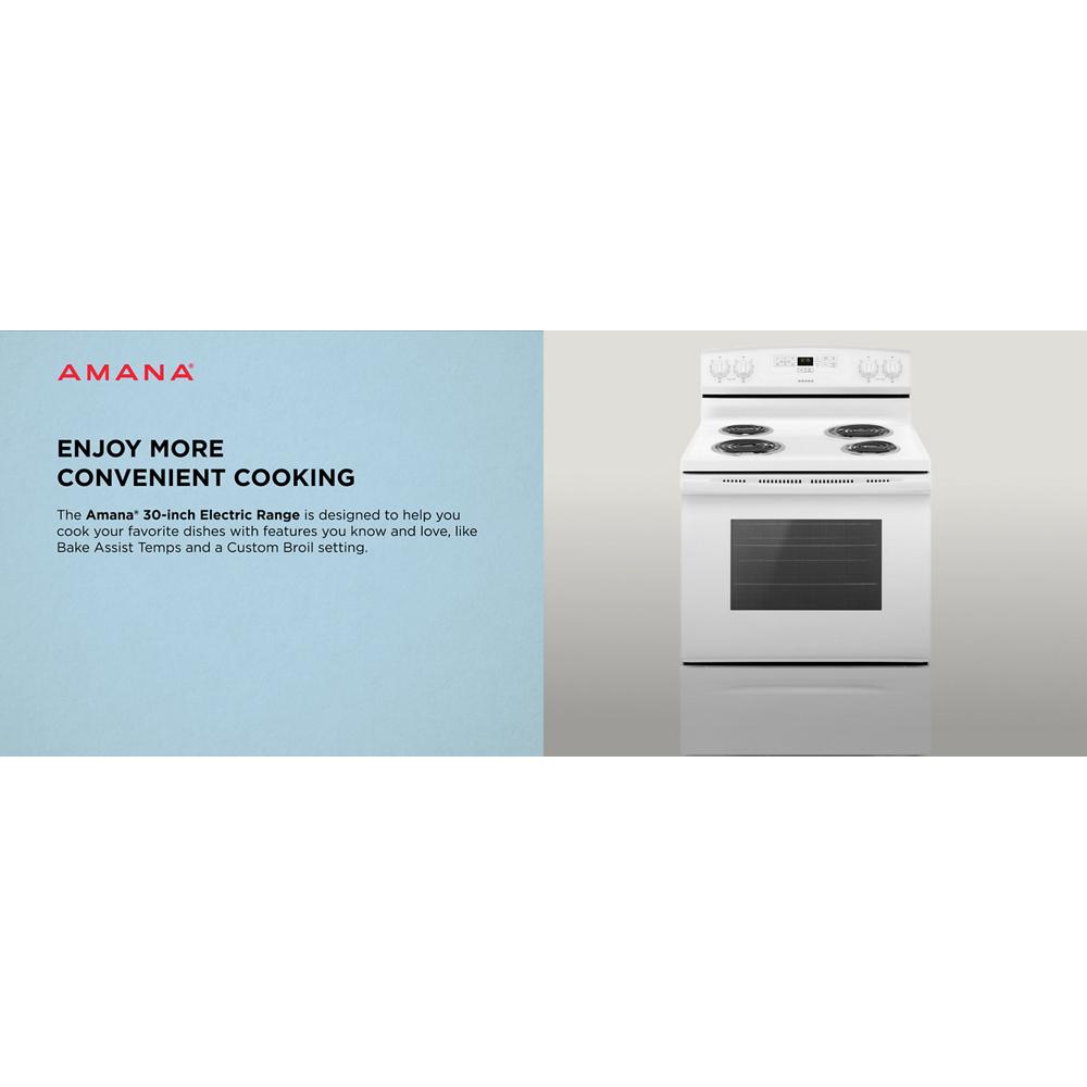 AMANA 30-inch Electric Range with Bake Assist Temps - White (ACR4303MFW)