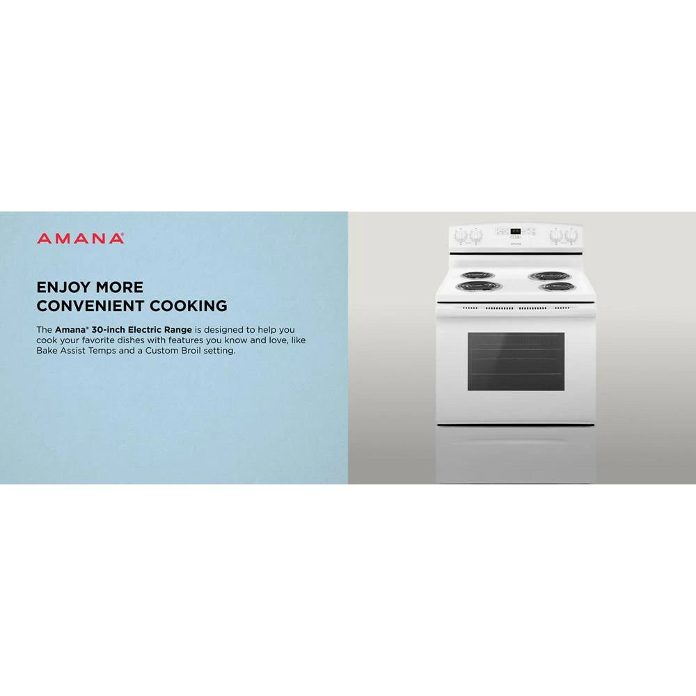 AMANA 30-inch Electric Range with Bake Assist Temps - White (ACR4303MFW)
