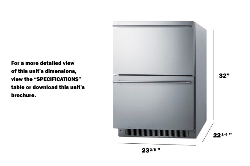 Summit 24" Wide 2-Drawer All-Freezer, ADA Compliant - Stainless Steel (ADFD2D24)