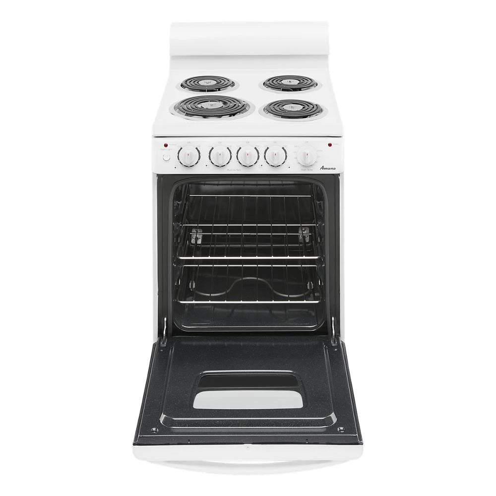 AMANA 20-inch Electric Range Oven with Versatile Cooktop - White (AEP222VAW)