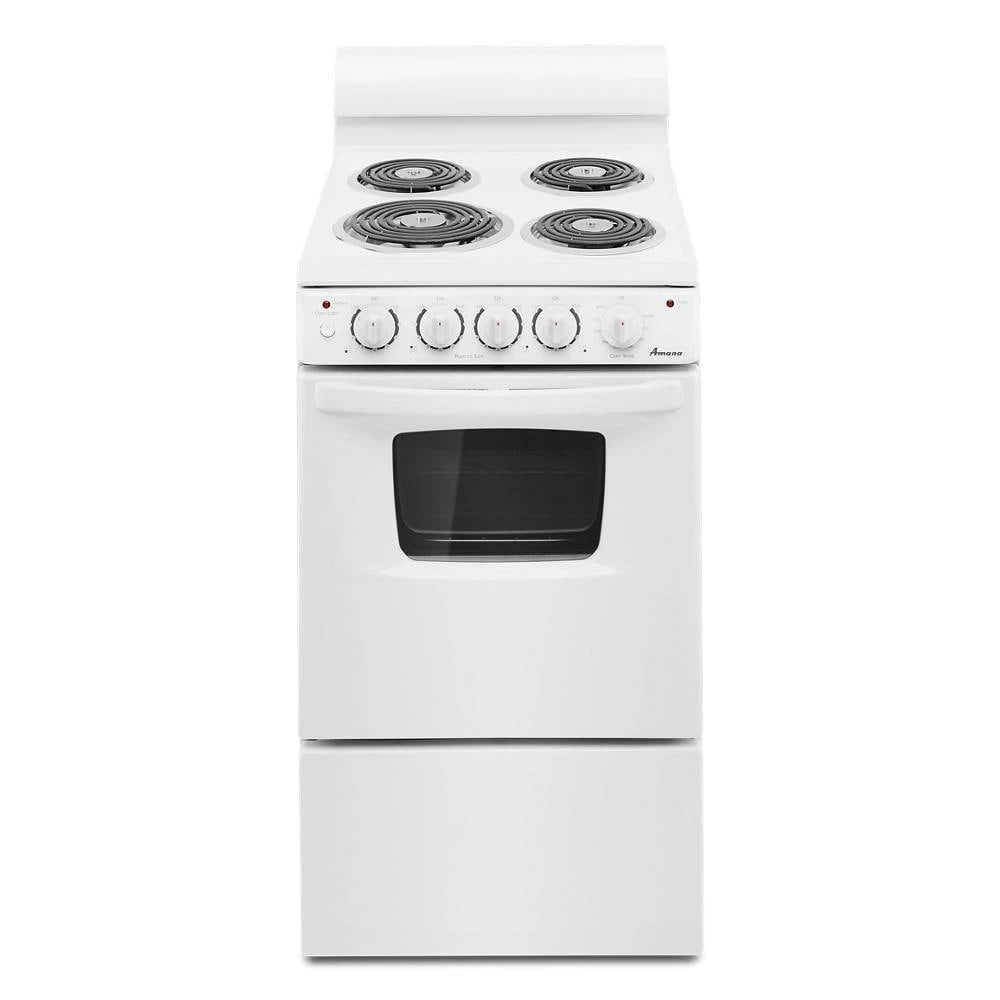 AMANA 20-inch Electric Range Oven with Versatile Cooktop - White (AEP222VAW)