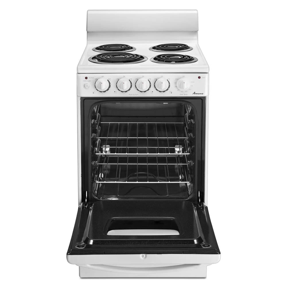 AMANA 20-inch Electric Range Oven with Versatile Cooktop - White (AEP222VAW)