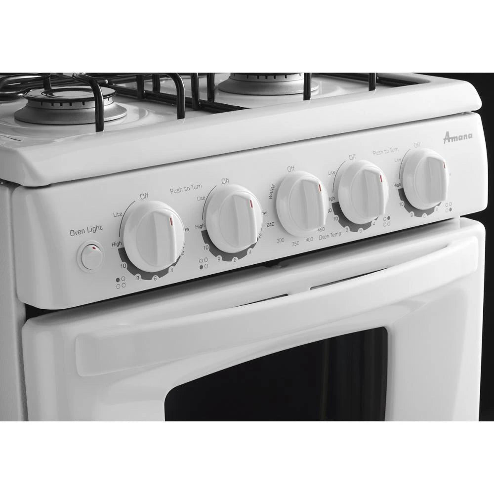 AMANA 20-inch Gas Range with Compact Oven Capacity - White (AGG222VDW)