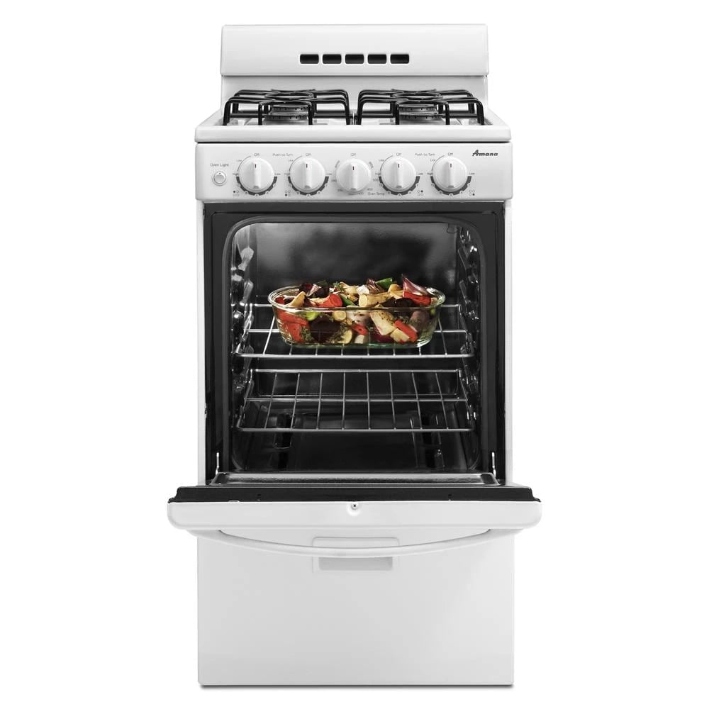 AMANA 20-inch Gas Range with Compact Oven Capacity - White (AGG222VDW)