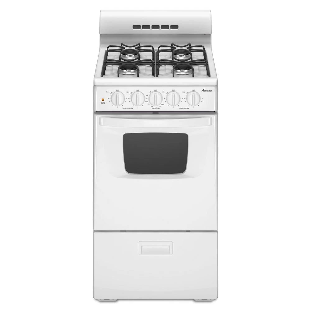 AMANA 20-inch Gas Range with Compact Oven Capacity - White (AGG222VDW)
