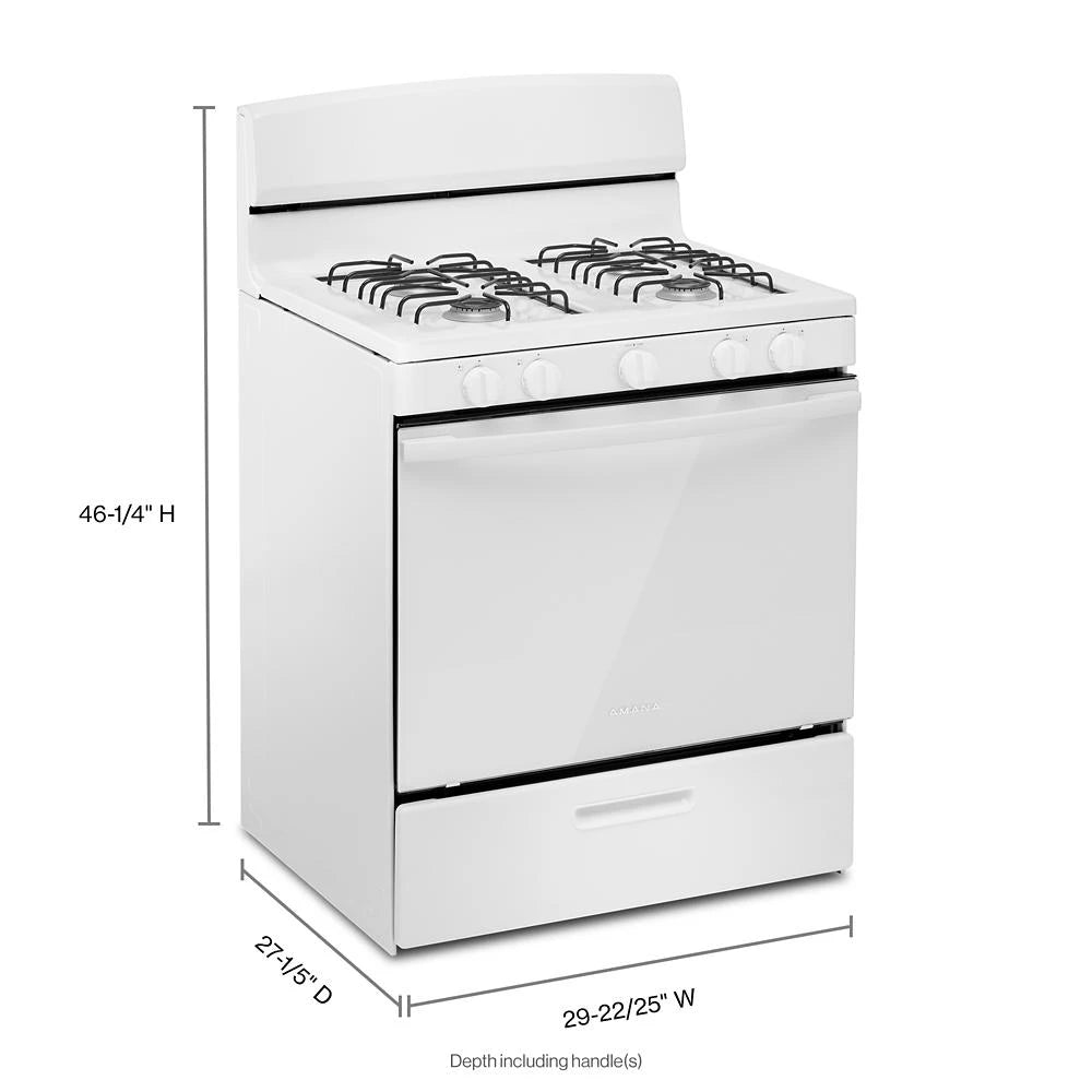 AMANA 30-inch Gas Range with Easy-Clean Glass Door - White (AGR4203MNW)