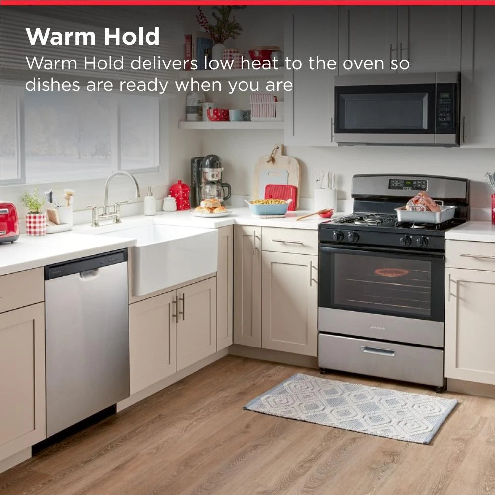 AMANA 30-inch Gas Range with Bake Assist Temps - Stainless Steel (AGR6303MMS)