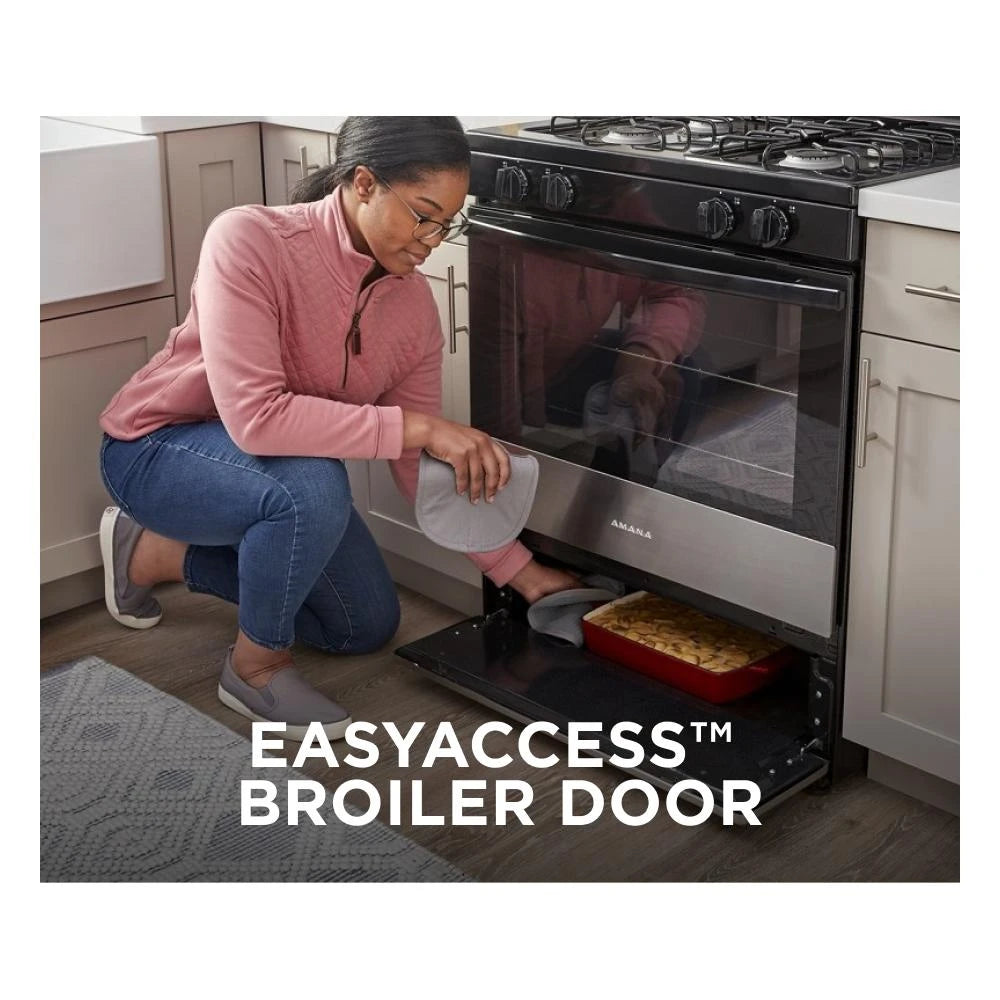 AMANA 30-inch Gas Range with Bake Assist Temps - Stainless Steel (AGR6303MMS)