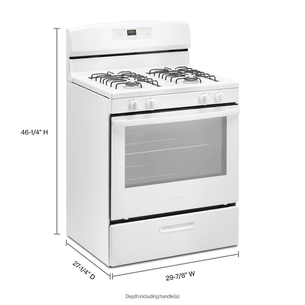 AMANA 30-inch Gas Range with Bake Assist Temps - White (AGR6303MMW)
