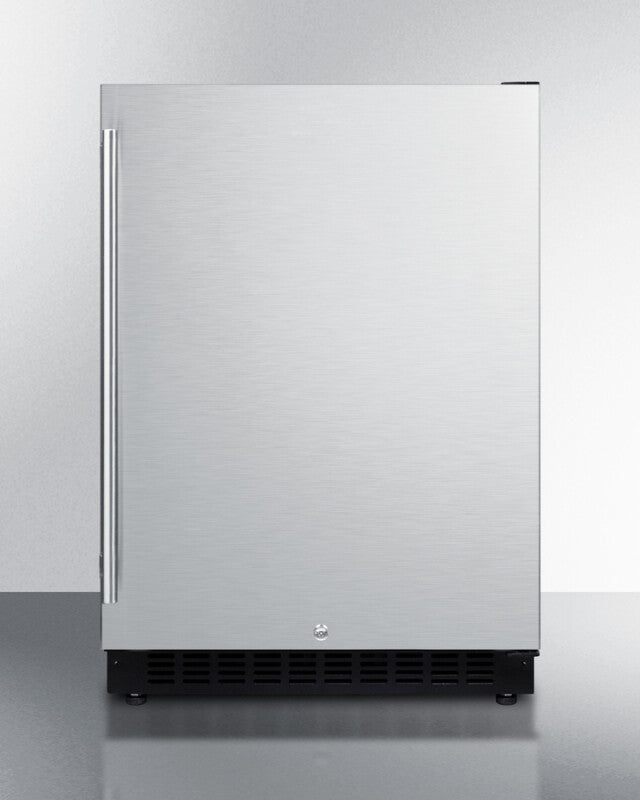 SUMMIT 24" Wide Built-In All-Refrigerator, ADA Compliant - Stainless Steel/Black (AL54)