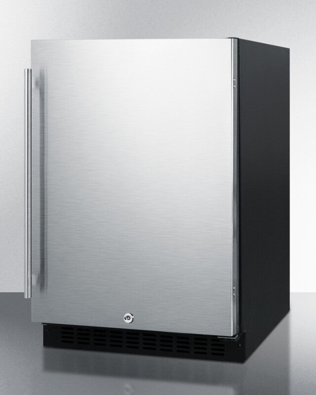 SUMMIT 24" Wide Built-In All-Refrigerator, ADA Compliant - Stainless Steel/Black (AL54)