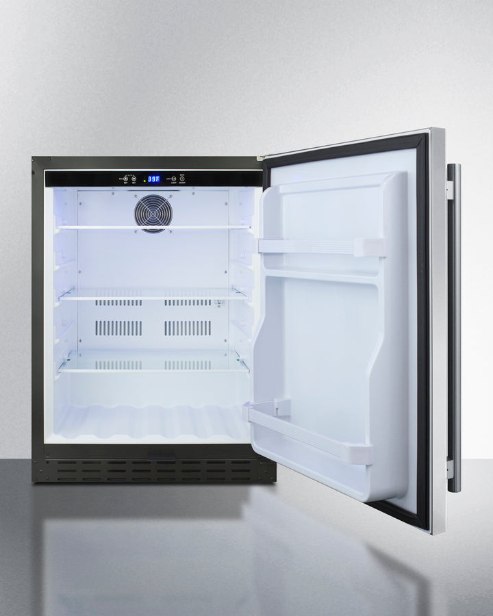 SUMMIT 24" Wide Built-In All-Refrigerator, ADA Compliant - Stainless Steel/Black (AL55)