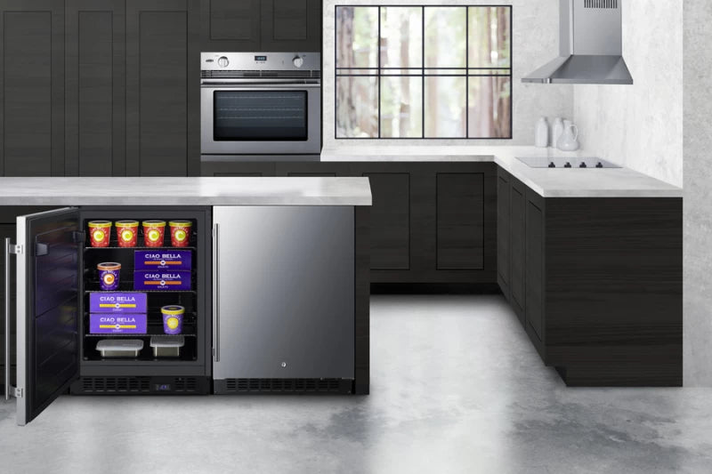 SUMMIT 24" Wide Built-In All-Freezer, ADA Compliant - Stainless Steel/Black (ALFZ53)