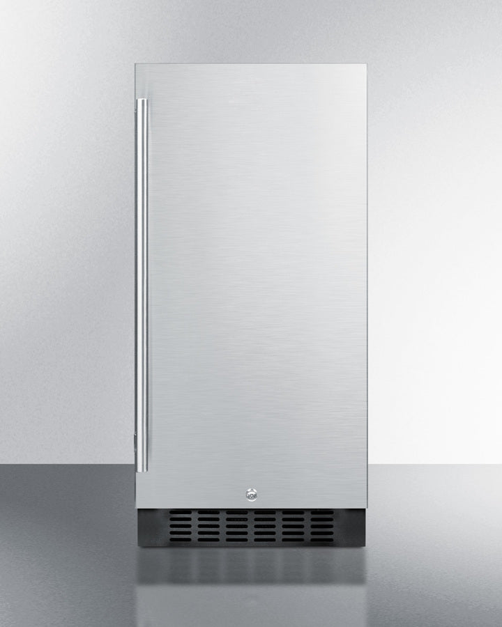 SUMMIT 15" Wide Built-In All-Refrigerator, ADA Compliant - Stainless Steel/Black (ALR15BSS)