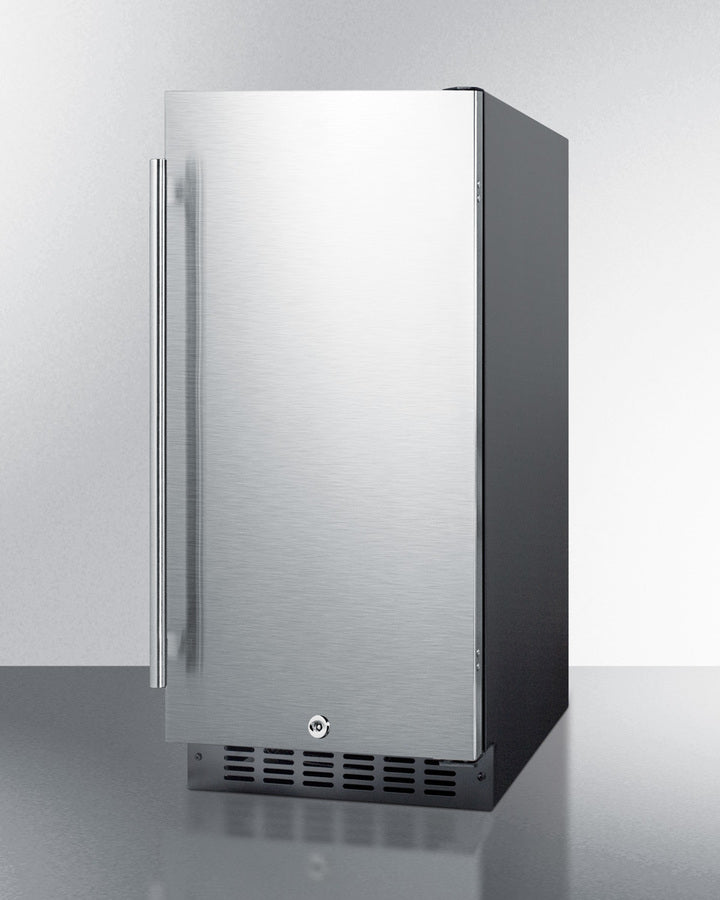 SUMMIT 15" Wide Built-In All-Refrigerator, ADA Compliant - Stainless Steel/Black (ALR15BSS)