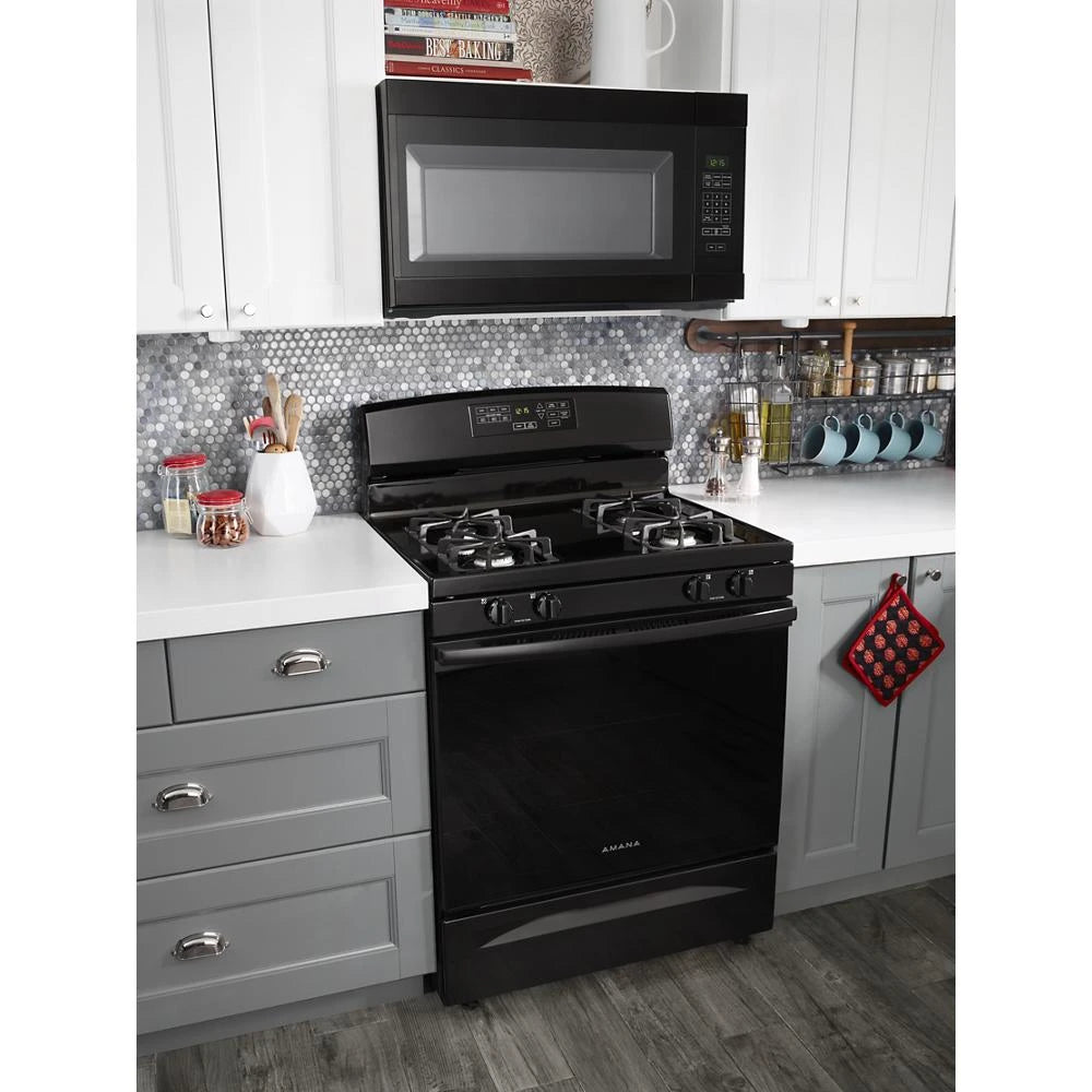 AMANA 1.6 Cu. Ft. AOver-the-Range Microwave with Add 0:30 Seconds - Black (AMV2307PFB)