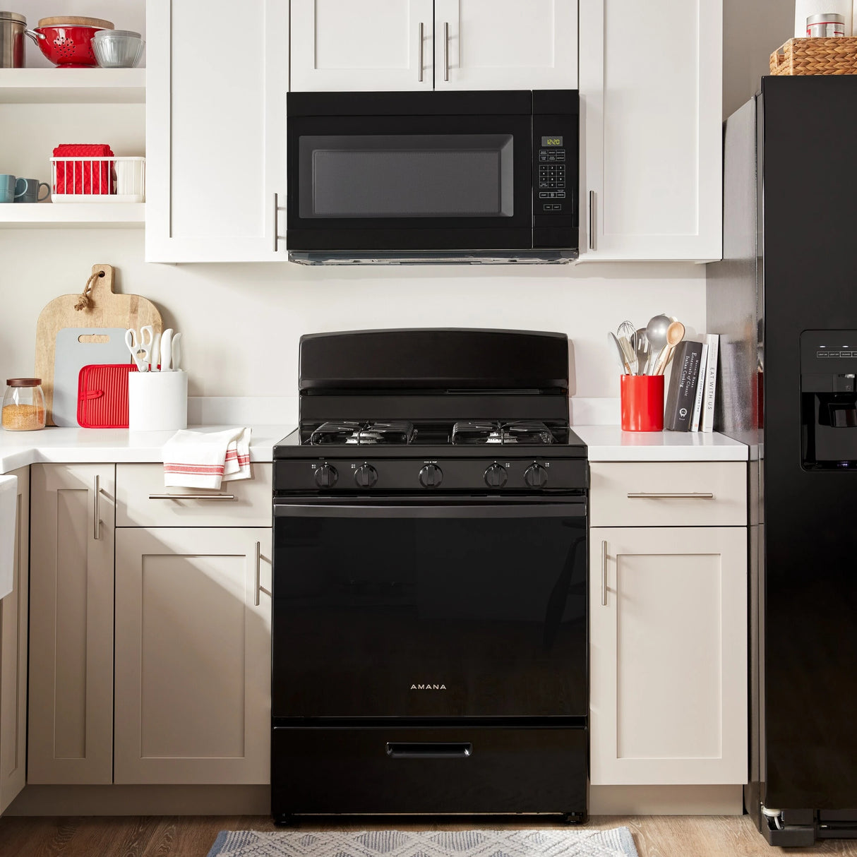 AMANA 1.6 Cu. Ft. AOver-the-Range Microwave with Add 0:30 Seconds - Black (AMV2307PFB)