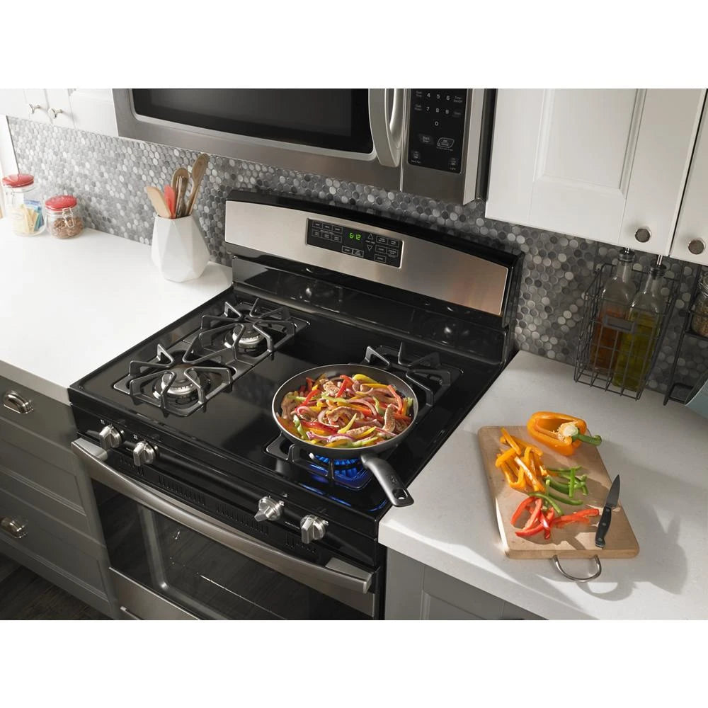 Amana 1.6 Cu. Ft. Over-the-Range Microwave with Add 0:30 Seconds - Black-on-Stainless (AMV2307PFS)