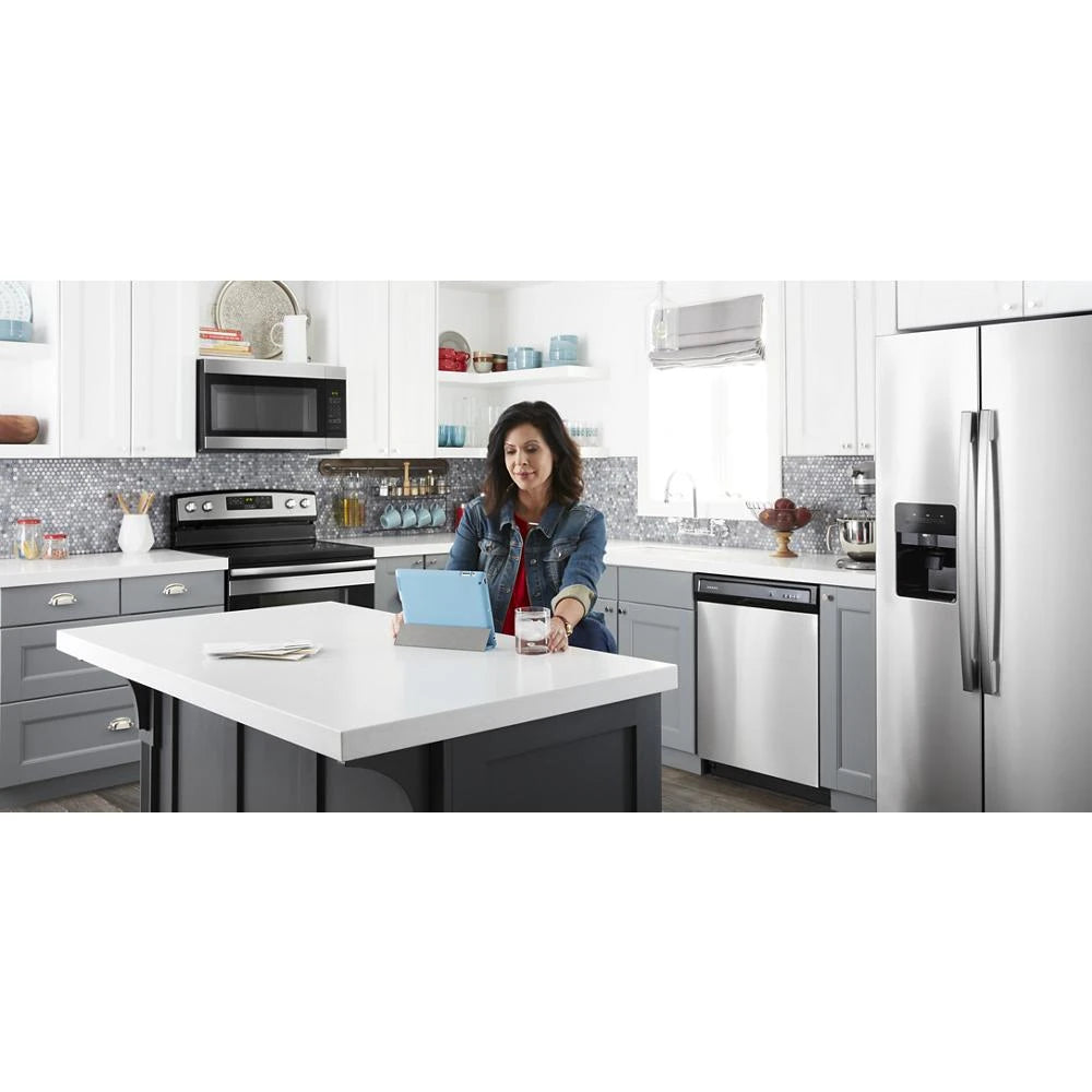 Amana 1.6 Cu. Ft. Over-the-Range Microwave with Add 0:30 Seconds - Black-on-Stainless (AMV2307PFS)