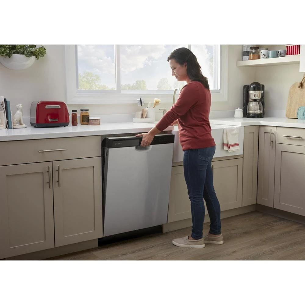 Amana 1.6 Cu. Ft. Over-the-Range Microwave with Add 0:30 Seconds - Black-on-Stainless (AMV2307PFS)