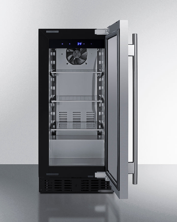 SUMMIT 15" Wide Built-In All-Refrigerator, ADA Compliant - Stainless Steel/Black (ASDS1523)