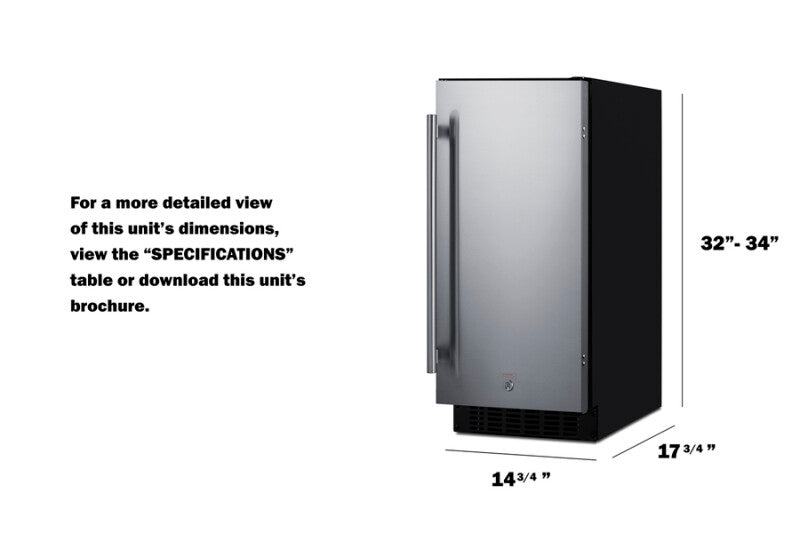 SUMMIT 15" Wide Built-In All-Refrigerator, ADA Compliant - Black (ASDS1523)