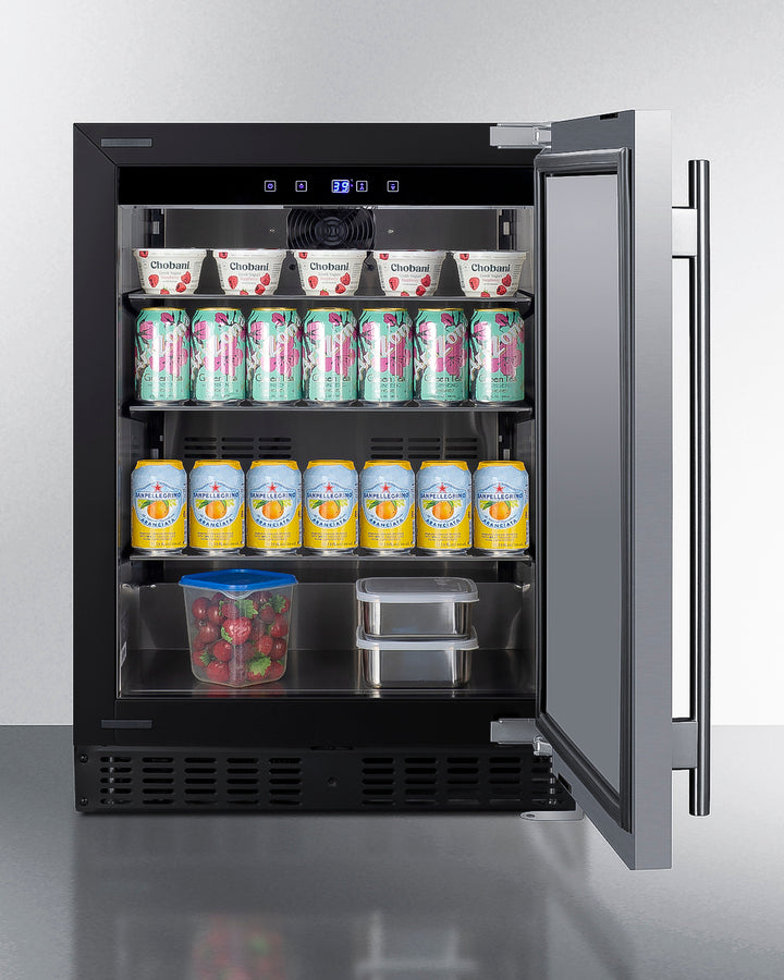 SUMMIT 24" Wide Built-In All-Refrigerator, ADA Compliant - Stainless Steel/Black (ASDS2413)