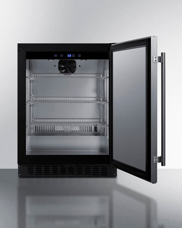 SUMMIT 24" Wide Built-In All-Refrigerator, ADA Compliant - Stainless Steel/Black (ASDS2413)