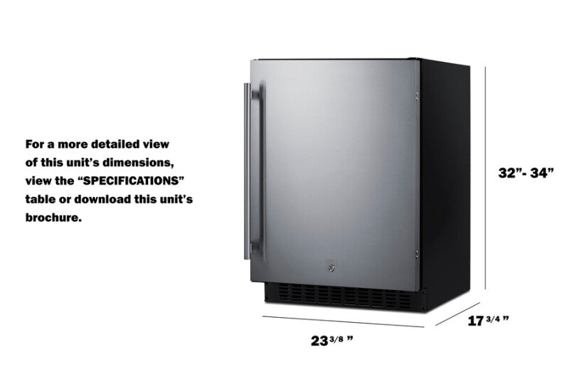 SUMMIT 24" Wide Built-In All-Refrigerator, ADA Compliant - Stainless Steel/Black (ASDS2413)