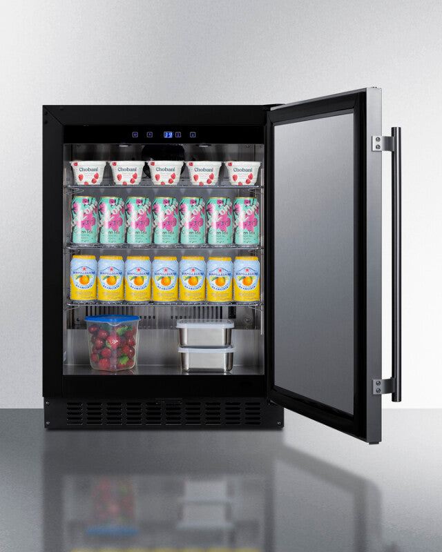 SUMMIT 24" Wide Built-In All-Refrigerator, ADA Compliant - Stainless Steel/Black (ASDS2413)