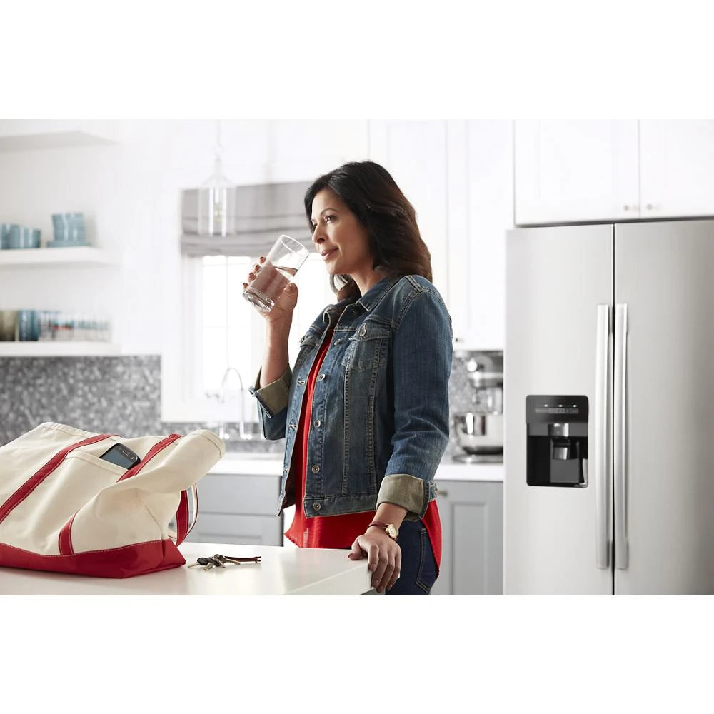AMANA 36-inch Wide Side-by-Side Refrigerator with Dual Pad External Ice and Water Dispenser - 25 Cu. Ft. - Fingerprint-Resistant Stainless Finish (ASI2575GRS)