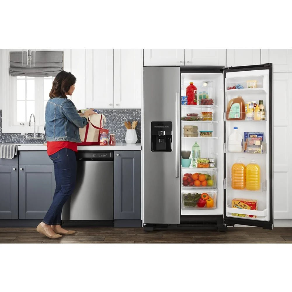 AMANA 36-inch Wide Side-by-Side Refrigerator with Dual Pad External Ice and Water Dispenser - 25 Cu. Ft. - Fingerprint-Resistant Stainless Finish (ASI2575GRS)