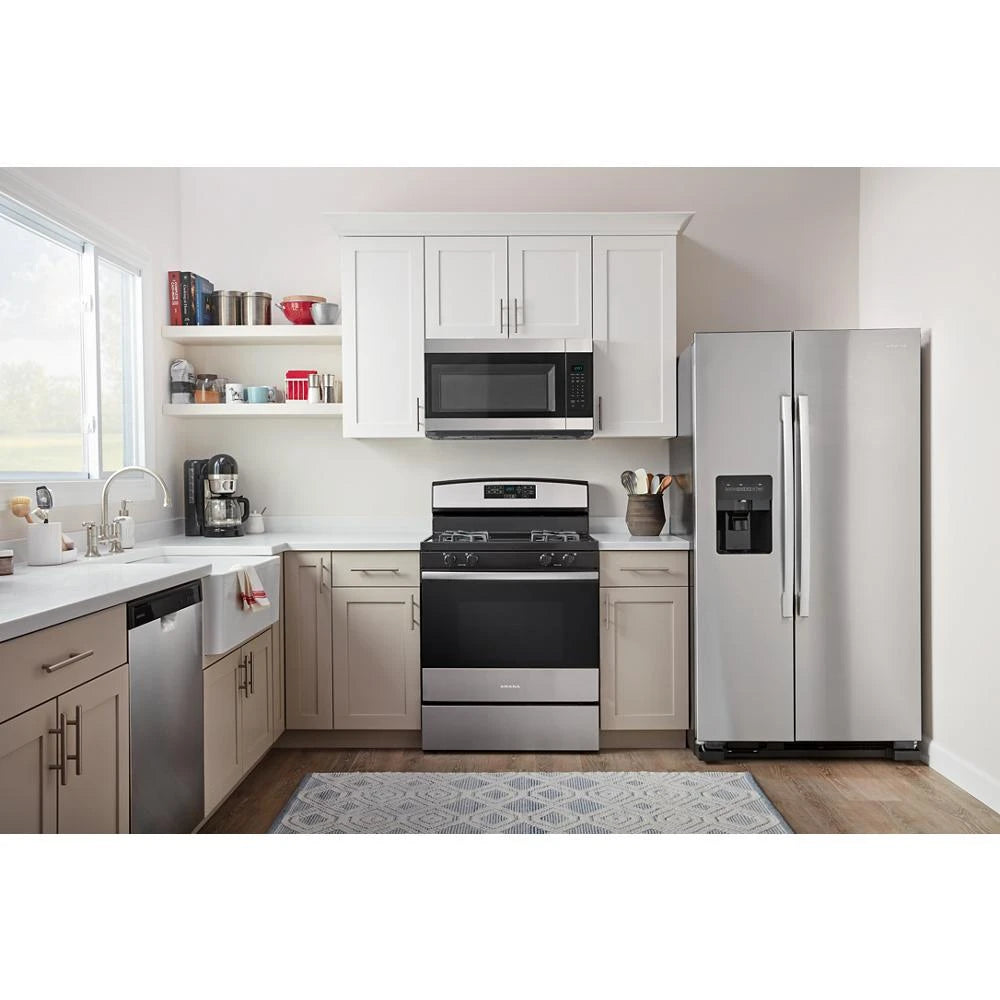 AMANA 36-inch Wide Side-by-Side Refrigerator with Dual Pad External Ice and Water Dispenser - 25 Cu. Ft. - Fingerprint-Resistant Stainless Finish (ASI2575GRS)