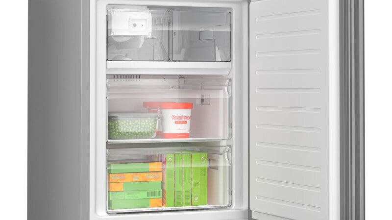 BOSCH 800 Series Free-standing fridge-freezer with freezer at bottom, glass door 24'' - White (B24CB80ESW)