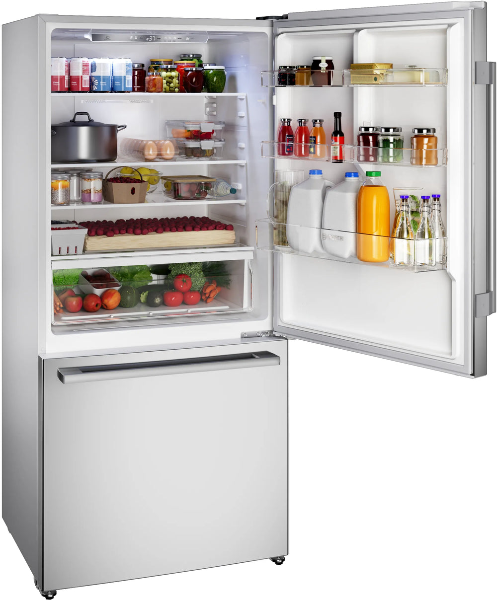 BOSCH 100 Series Freestanding Bottom Freezer Refrigerator Stainless steel (with anti-fingerprint), Total No Frost - Stainless steel (with anti-fingerprint) (B33CM10SNS)
