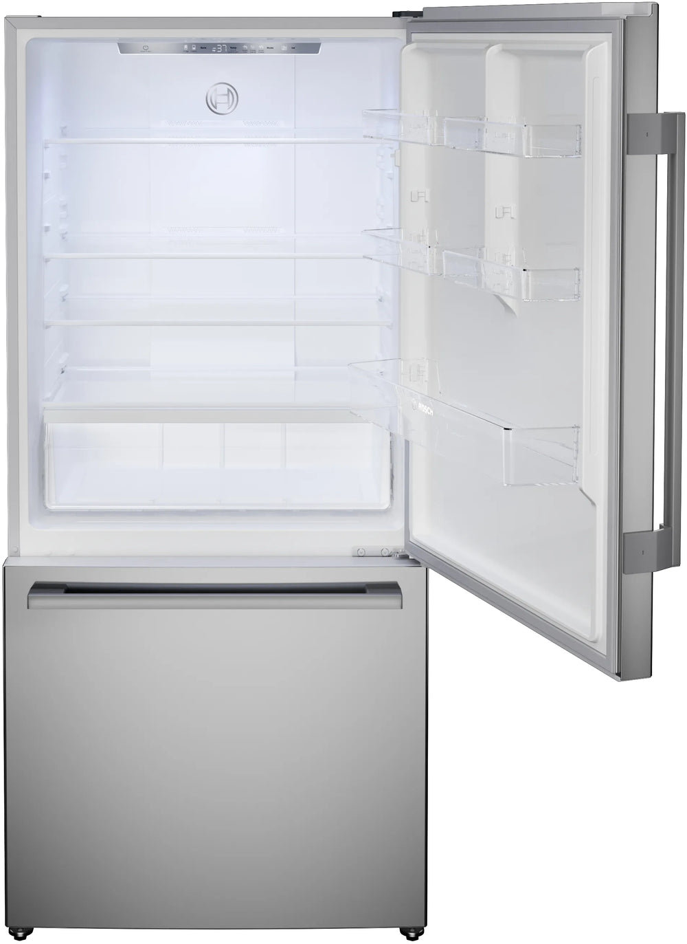 BOSCH 100 Series Freestanding Bottom Freezer Refrigerator Stainless steel (with anti-fingerprint), Total No Frost - Stainless steel (with anti-fingerprint) (B33CM10SNS)