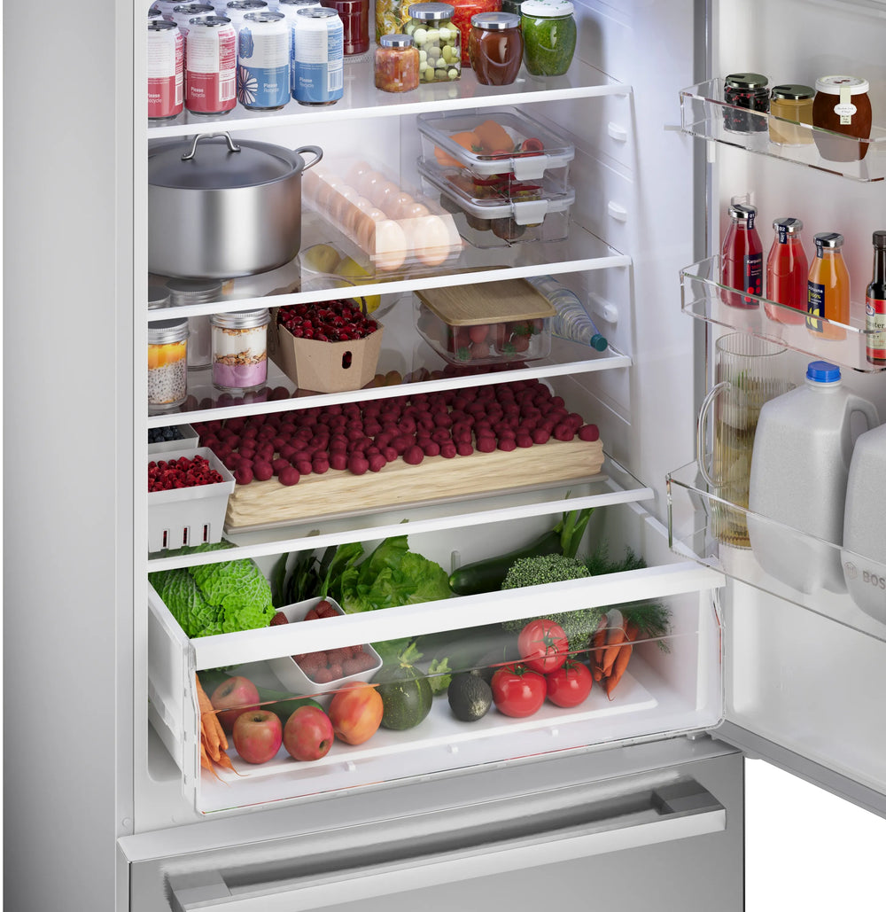 BOSCH 100 Series Freestanding Bottom Freezer Refrigerator Stainless steel (with anti-fingerprint), Total No Frost - Stainless steel (with anti-fingerprint) (B33CM10SNS)