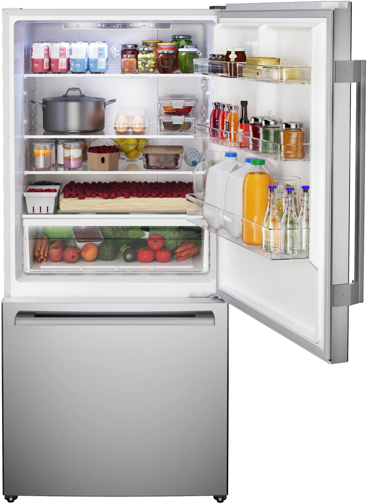 BOSCH 100 Series Freestanding Bottom Freezer Refrigerator Stainless steel (with anti-fingerprint), Total No Frost - Stainless steel (with anti-fingerprint) (B33CM10SNS)