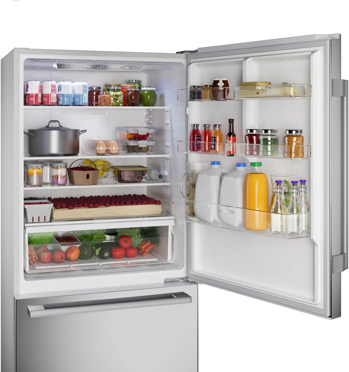 BOSCH 100 Series Freestanding Bottom Freezer Refrigerator Stainless steel (with anti-fingerprint), Total No Frost - Stainless steel (with anti-fingerprint) (B33CM10SNS)