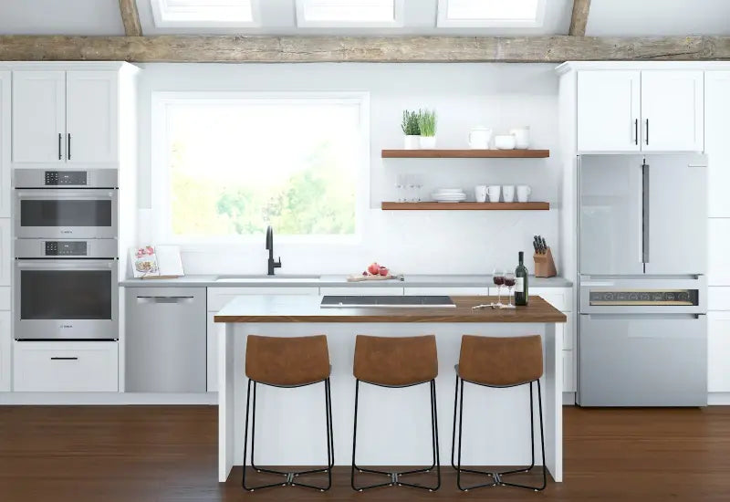 BOSCH 800 Series French Door Bottom Mount Refrigerator, Glass door 36'' Brushed steel - Stainless Steel (B36CL81ENG)