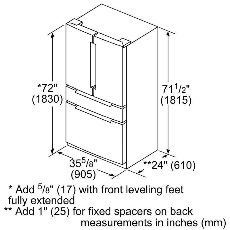 BOSCH 800 Series French Door Bottom Mount Refrigerator, Glass door 36'' - Stainless Steel (B36CL81ENG)